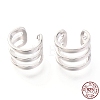 Anti-Tarnish Rhodium Plated 925 Sterling Silver Cuff Earrings EJEW-H124-12P-4