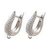 Rack Plating Brass Micro Pave Cubic Zirconia Hoop Earring Findings EJEW-H143-07P-1