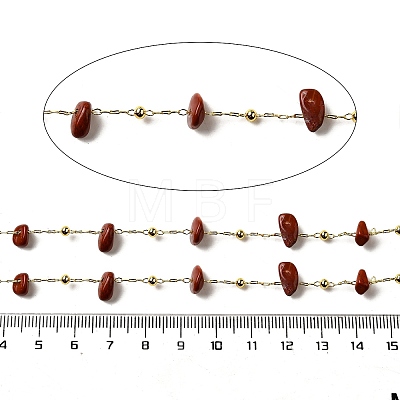 Handmade Natural Red Jasper Chip Beaded Chains CHC-F020-09G-03-1