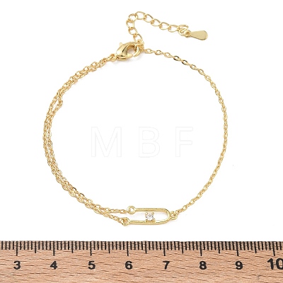 Brass Micro Pave Clear Cubic Zirconia Link Bracelets BJEW-E114-01E-G-1
