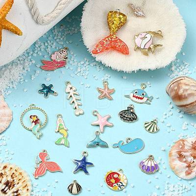 40Pcs 20 Styles Ocean Theme DIY Pendants Kits ENAM-YW0004-04-1