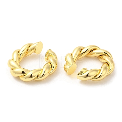 Rack Plating Brass Twist Rope Cuff Earrings for Women EJEW-D059-09G-1