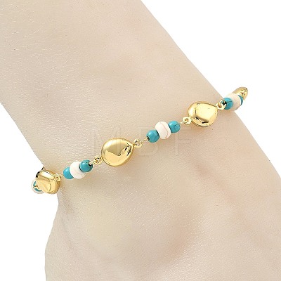 Ocean Dyed Synthetic Turquoise Beads & 304 Stainless Steel Link Chain Anklets GG-AJEW-AN00833-01-1