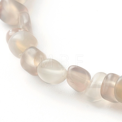 Natural Grey Agate Chip Beads Bracelet for Girl Women BJEW-JB06748-08-1