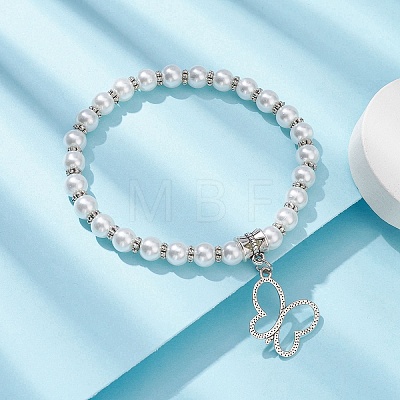 Glass Pearl Beaded Stretch Bracelets BJEW-JB09696-03-1