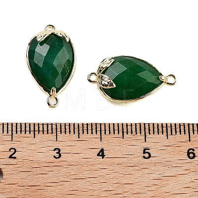 Dyed Natural Malaysia Jade Faceted Teardrop Connector Charms G-B081-03G-03-1