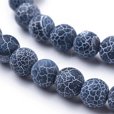 Frosted Natural Weathered Agate Beads Strands G-F367-8mm-05-1