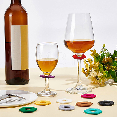 60Pcs 12 Colors Felt Wine Glass Charms AJEW-BC0003-09-1