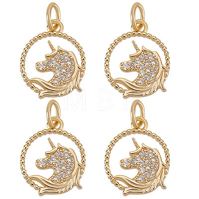 Brass Micro Pave Clear Cubic Zirconia Charms KK-BBC0007-27-1