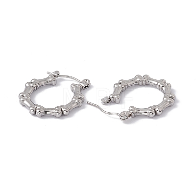 Non-Tarnish 304 Stainless Steel Dog Bone Wrap Hoop Earrings for Women EJEW-E199-05P-1