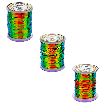 CHGCRAFT 3 Rolls 3 Style Metalic High Quality Flat Tinsel AJEW-CA0003-34-1