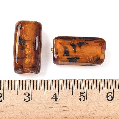 Handmade Gold Sand Lampwork Beads Strands LAMP-Q045-08A-01-1