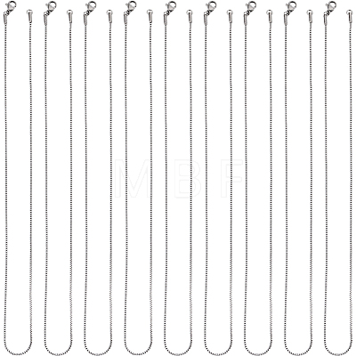 12Pcs 304 Stainless Steel Box Chain Necklaces Set NJEW-SC0001-21-1