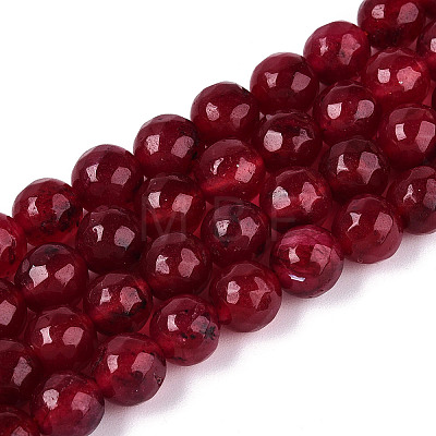 Dyed Natural White Jade Beads Strands G-T139-8mm-60-04-1