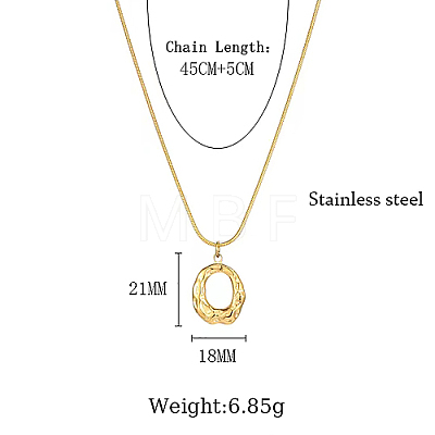Stainless Steel Textured Ring Pendant Necklaces IH1561-01-1