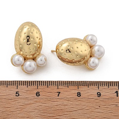 Brass Oval Stud Earrings EJEW-R016-07G-1