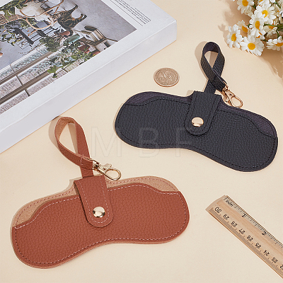 2Pcs 2 Colors Rectangle PU Leather Eyeglass Case AJEW-CN0006-95A-1
