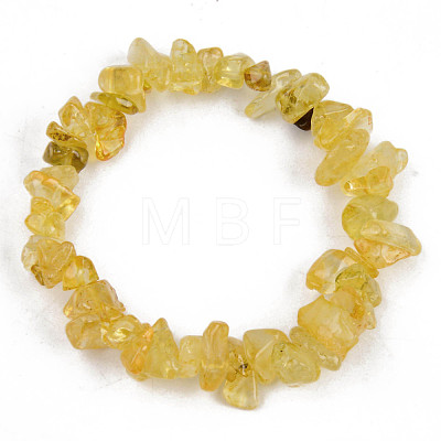 Unisex Chip Natural Citrine(Dyed & Heated) Beaded Stretch Bracelets BJEW-S143-31-1