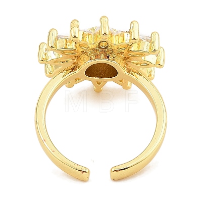 Brass Micro Pave Cubic Zirconia Cuff Rings for Women RJEW-S392-05G-1