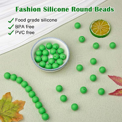 100Pcs Silicone Beads Round Rubber Bead 15MM Loose Spacer Beads for DIY Supplies Jewelry Keychain Making JX460A-1