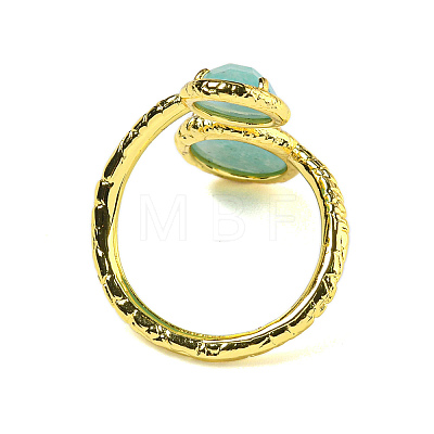 Round Natural Gemstone Open Cuff Rings RJEW-C087-02G-1