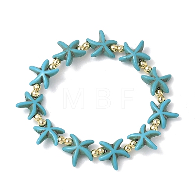 Synthetic Turquoise & Non-magnetic Hematite Beads Stretch Bracelets for Women Men BJEW-JB13726-02-1
