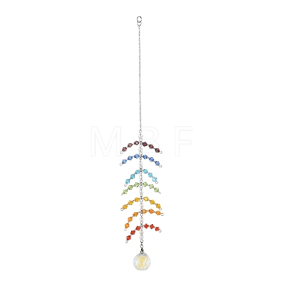 Faceted Round Glass Pendants Decoration HJEW-TA00023-1