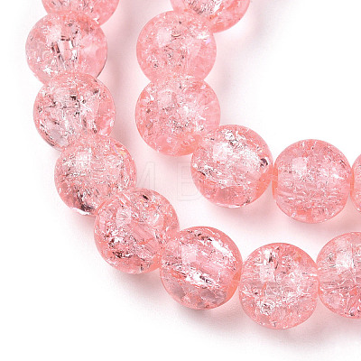 1Strand Salmon Transparent Crackle Glass Round Beads Strands X-CCG-Q001-8mm-03-1