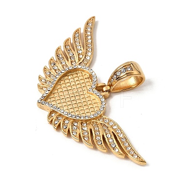 304 Stainless Steel Cubic Zirconia Big Pendant Cabochon Settings SA-CBA8660-03G-1