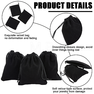 Beebeecraft 20Pcs Rectangle Velvet Drawstring Pouches TP-BBC0001-03B-02-1