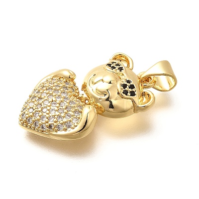 Rack Plating Brass Micro Pave Clear Cubic Zirconia Pendants KK-M309-39E-G-1