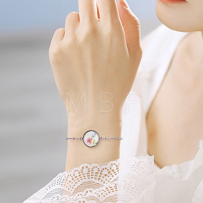10Pcs 2 Colors 304 Stainless Steel Round Cabochon Setting Bracelets BJEW-SP0001-30-1