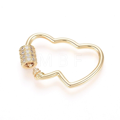 Brass Micro Pave Clear Cubic Zirconia Screw Carabiner Lock Charms ZIRC-L085-01G-1