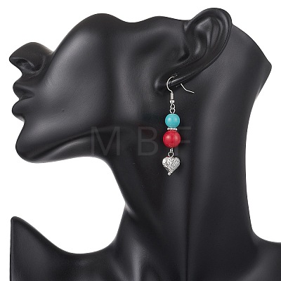 Synthetic Turquoise & Alloy Dangle Earrings EJEW-JE06929-1