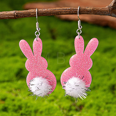 Acrylic & Polyester Dangle Earrings FS-WG4D8FB-04-1