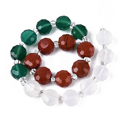 Natural Red Agate & Green Agate & Red Jasper Beads Strands G-T144-19B-01-1