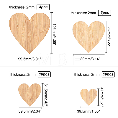 Olycraft Heart Shaped Wooden Boards for Painting AJEW-OC0001-94-1