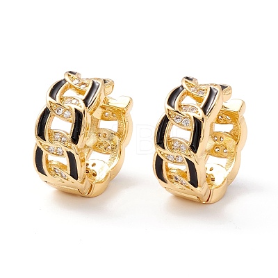 Real 18K Gold Plated Cubic Zirconia Huggie Hoop Earrings EJEW-I260-19G-NR-1