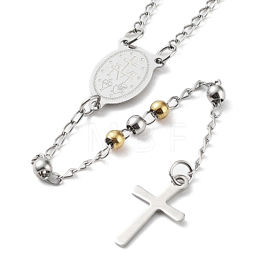 202 Stainless Steel Rosary Bead Necklaces NJEW-D060-01E-GP-1