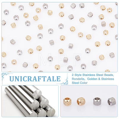 Unicraftale 100Pcs 2 Style Stainless Steel Beads STAS-UN0056-01-1