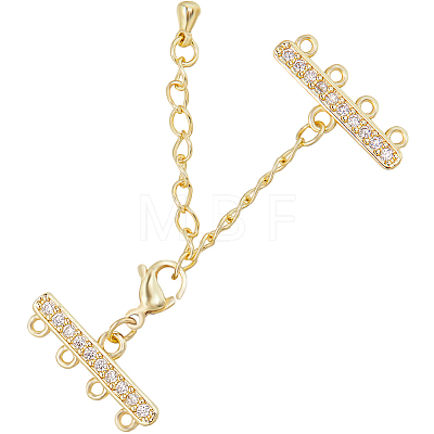 2 Sets Brass Micro Pave Clear Cubic Zirconia Chain Extender KK-BBC0012-49-1