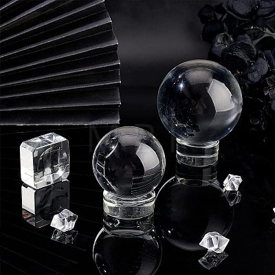 Fingerinspire 3Pcs 3 Style Glass Crystal Sphere Display Stand DJEW-FG0001-29-1