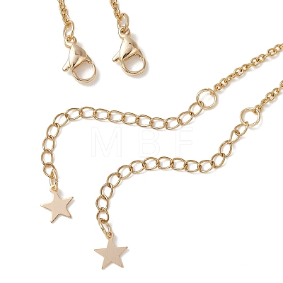 Alloy Bear and White Round Pendant 304 Stainless Steel Cable Chain Double Layer Necklaces for Women NJEW-JN05758-01-1