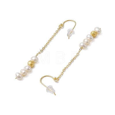 Natural Pearl Dangle Earrings EJEW-P286-42G-1