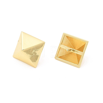 Brass Pyramid Stud Earrings for Women EJEW-P213-17G-1