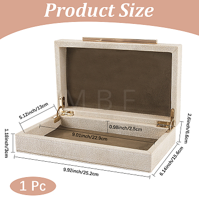 1Pc Wood Covered with PU Leather Jewelry Storage Boxes with Golden Tone Iron Findings CON-CN0001-24-1