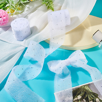 2Rolls Polyester Hot-fix Rhinestone Raw Edges Ribbon OCOR-TA0003-95H-1