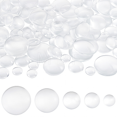 100Pcs 5 Styles Transparent Glass Cabochons GGLA-BBC0001-04-1