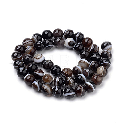 Natural Striped Agate/Banded Agate Beads Strands G-S259-04A-8mm-1