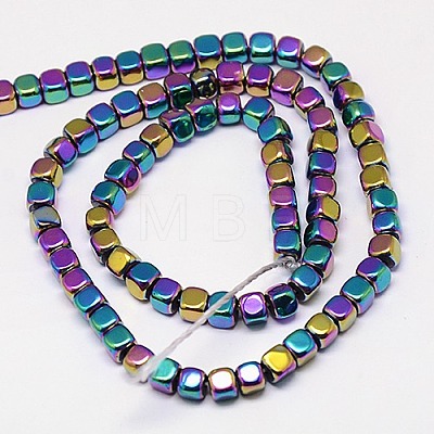 Electroplate Non-magnetic Synthetic Hematite Beads Strands G-J172-3x3mm-03-1